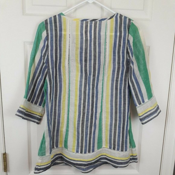 Anthropologie Mermaid Beach Tunic Top Striped Cotton Linen Blend Size Small - Picture 7 of 7